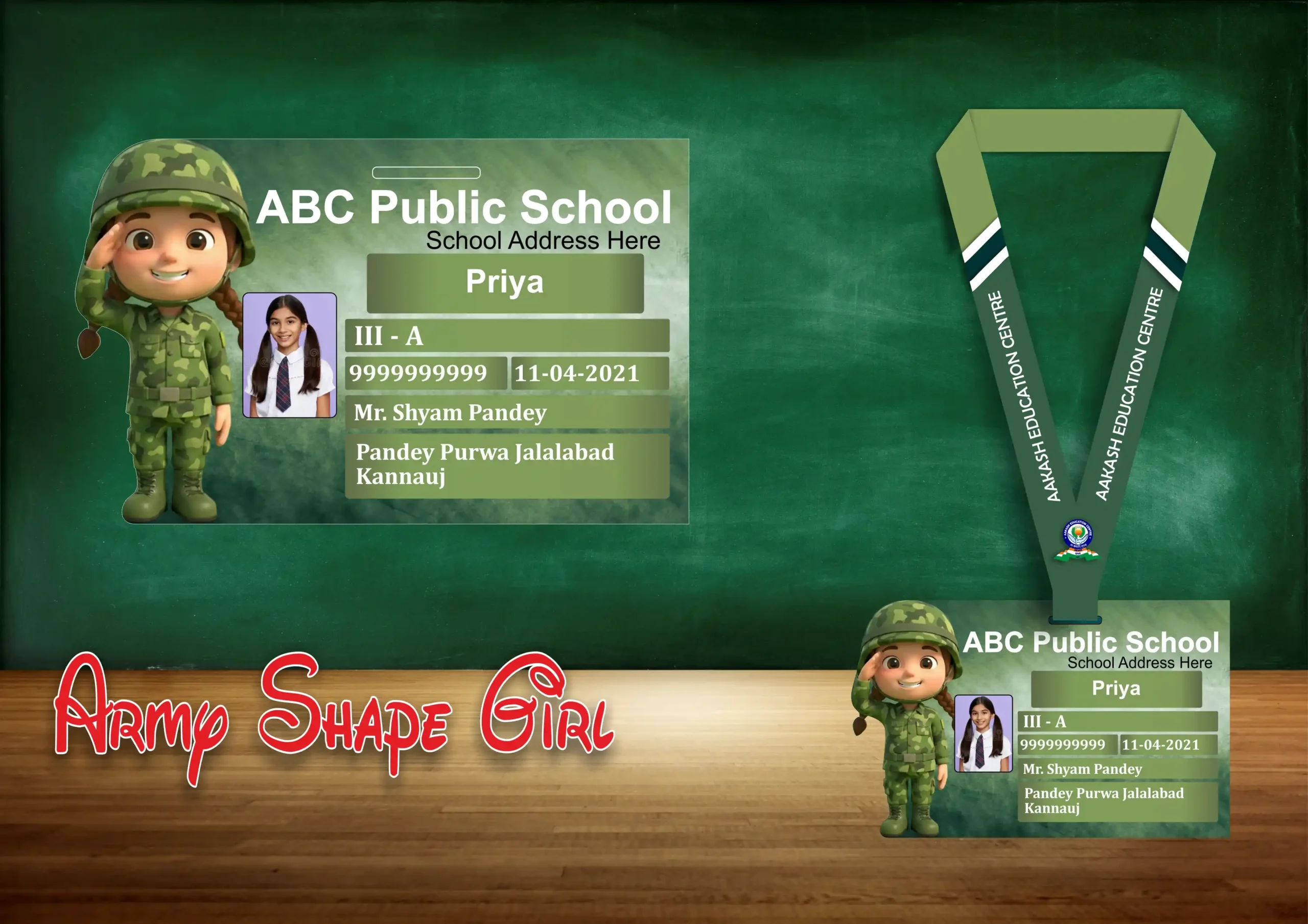 Army Shape Girl Acrlic Id card Army Shape Girl Acrylic ID Card - Image 1