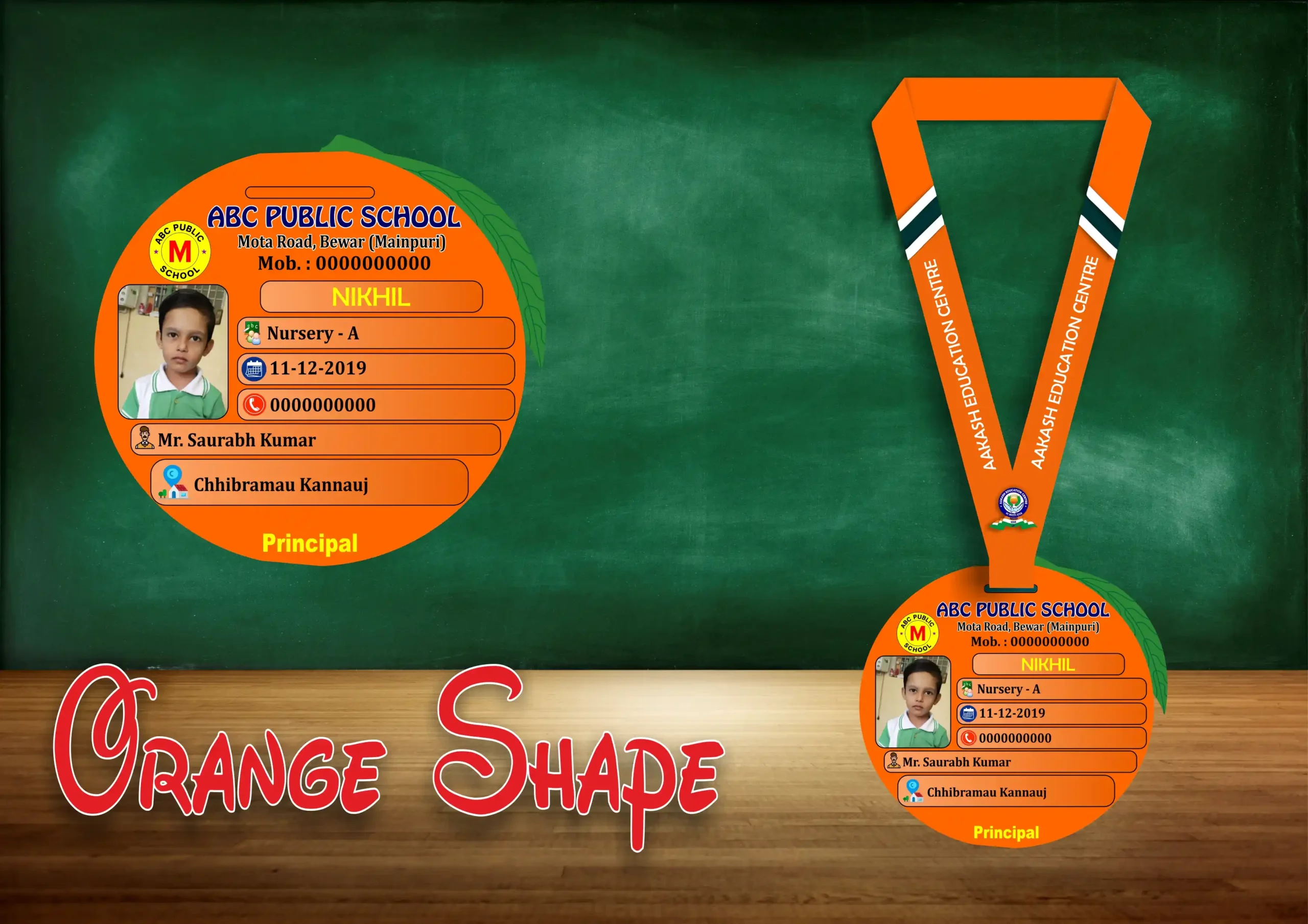 ORANGE SHAPE ACRLIC ID CARD Orange Shape Acrylic ID Card - Image 1