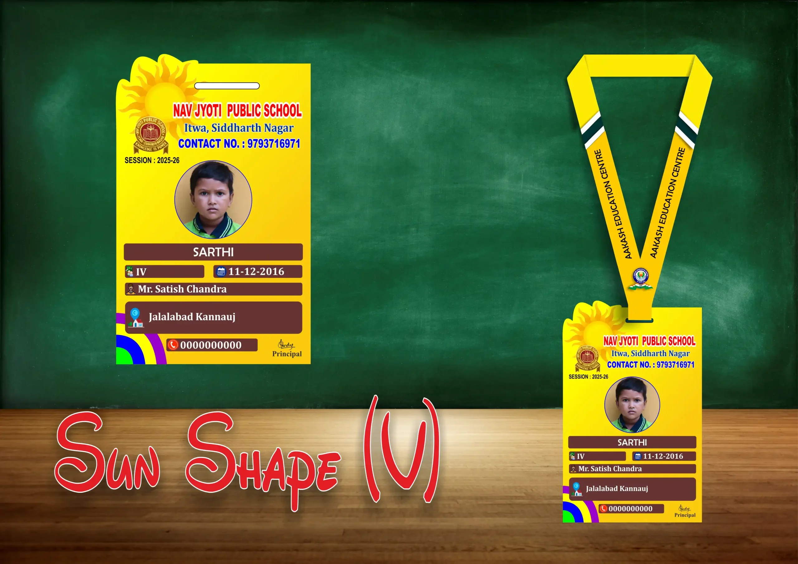 SUN SHAPE (V) ACRLIC ID CARD Sun Shape V Acrylic ID Card - Image 1