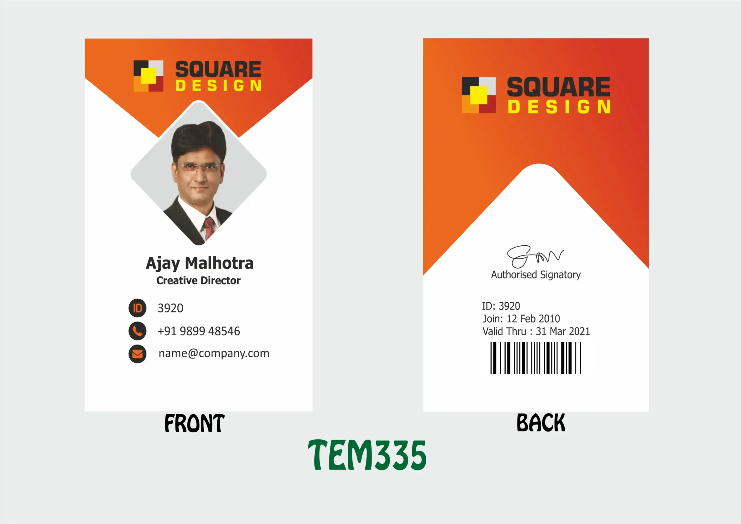 TEM-335 ID Card - TEM335 - Image 1