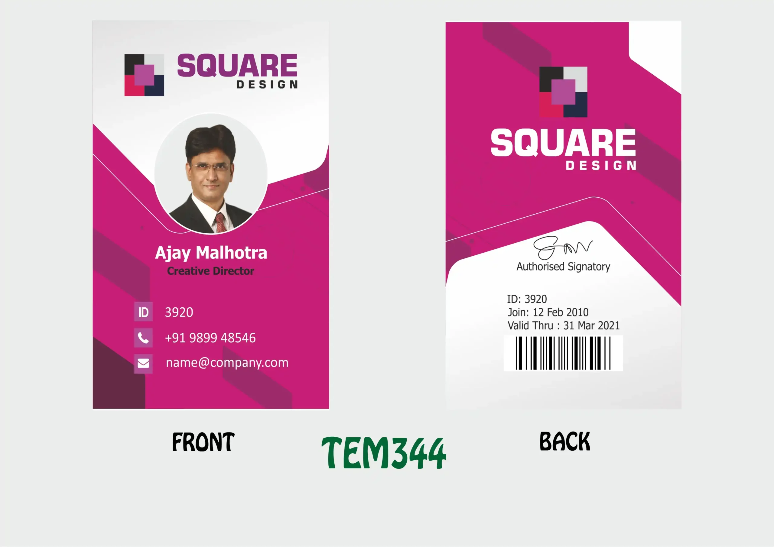 TEM-344 ID Card - TEM344 - Image 1
