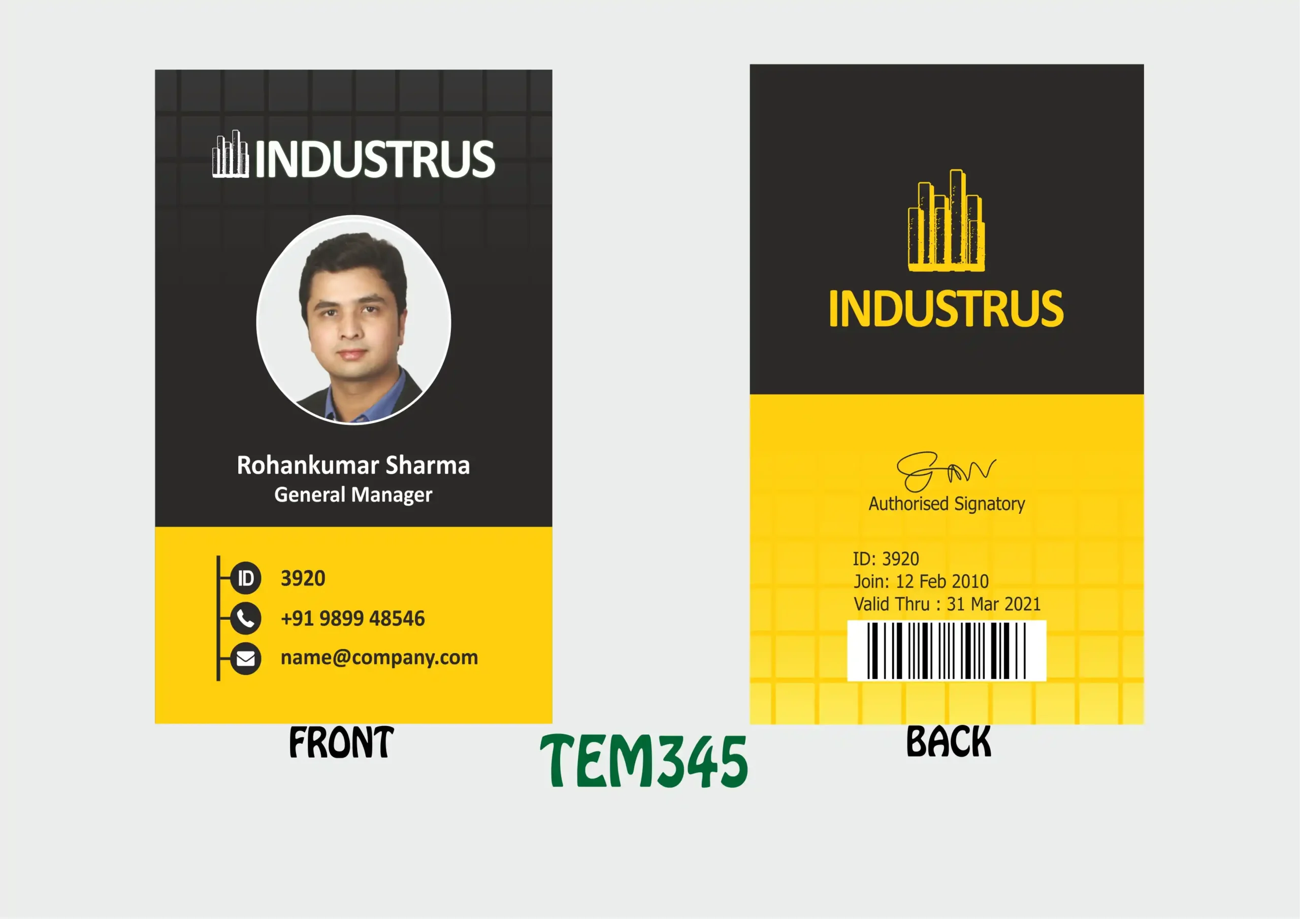 TEM-345 ID Card - TEM345 - Image 1