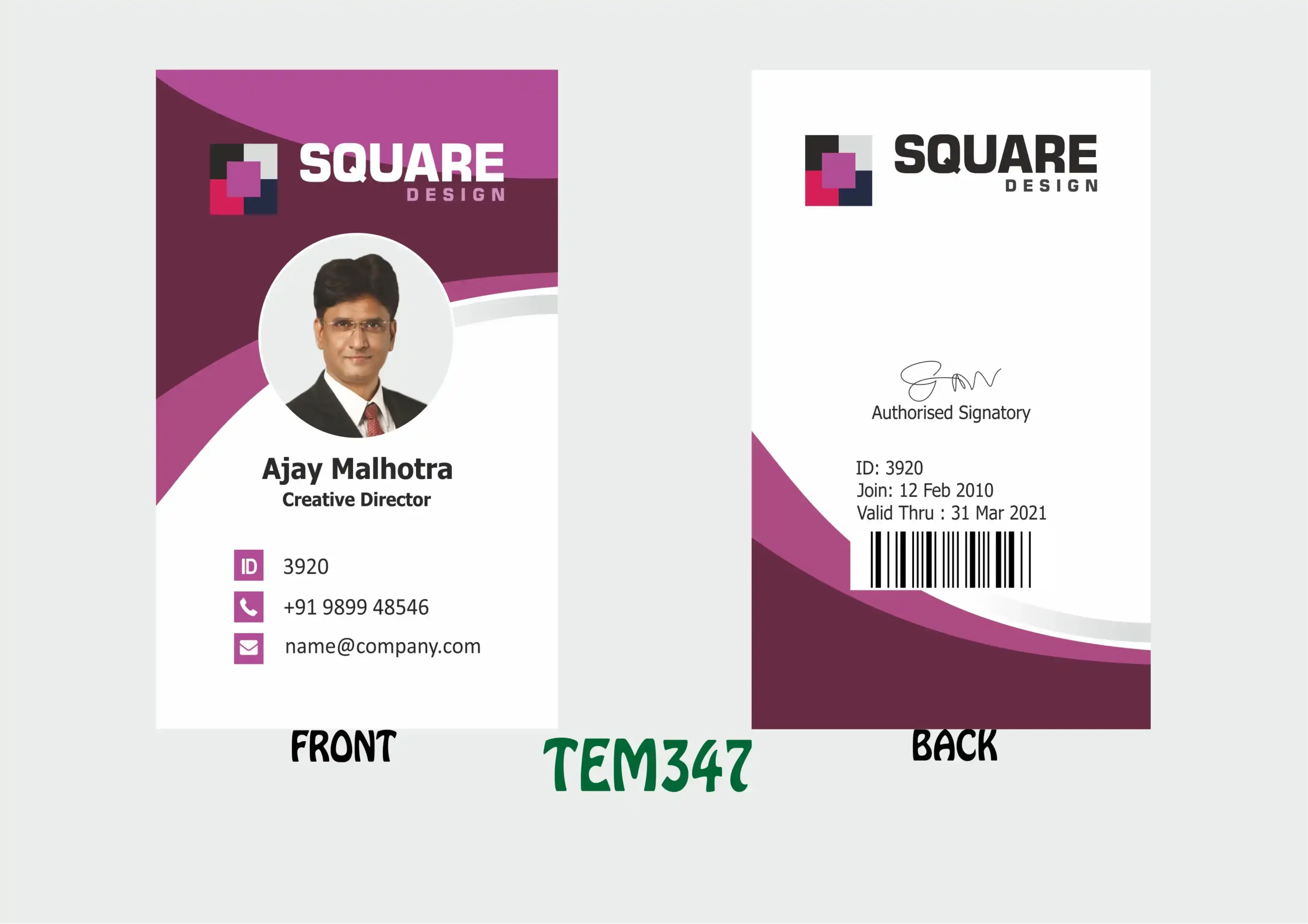 TEM-347 ID Card - TEM347 - Image 1