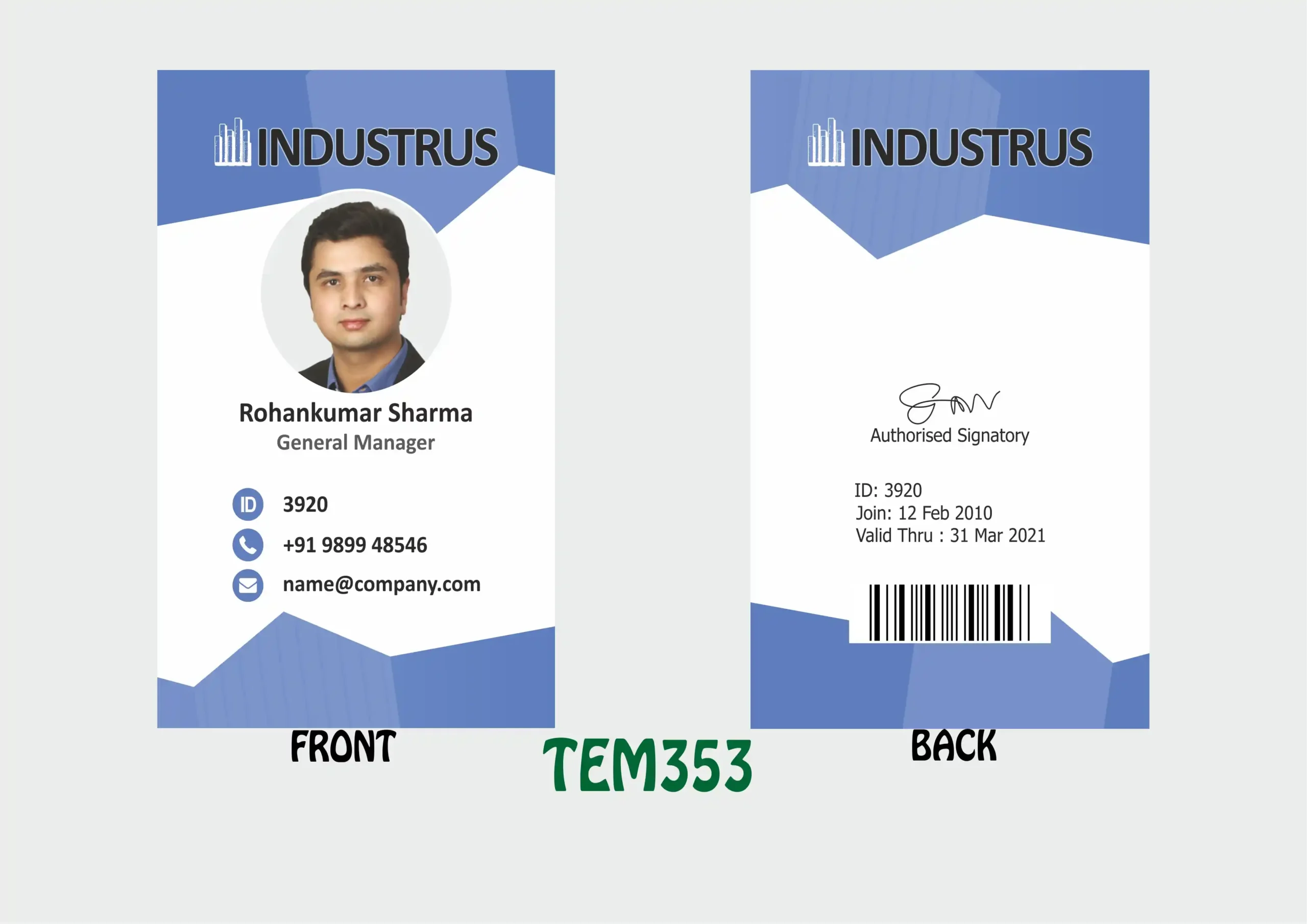 TEM-353 ID Card - TEM353 - Image 1