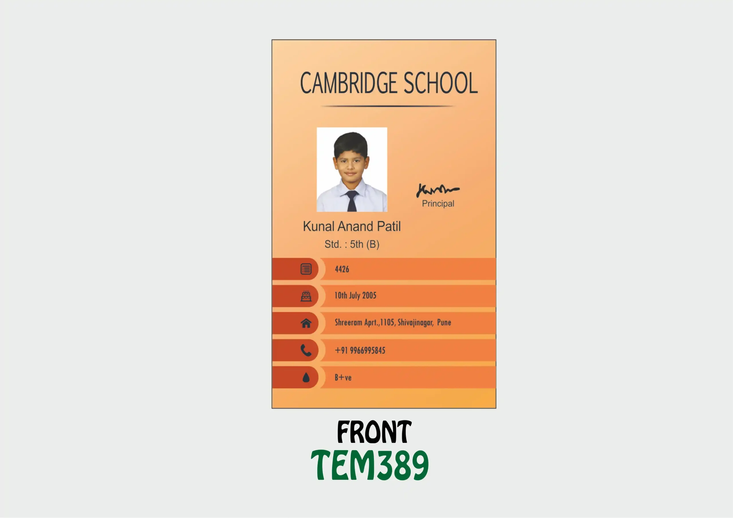 TEM-389 ID Card - TEM389 - Image 1