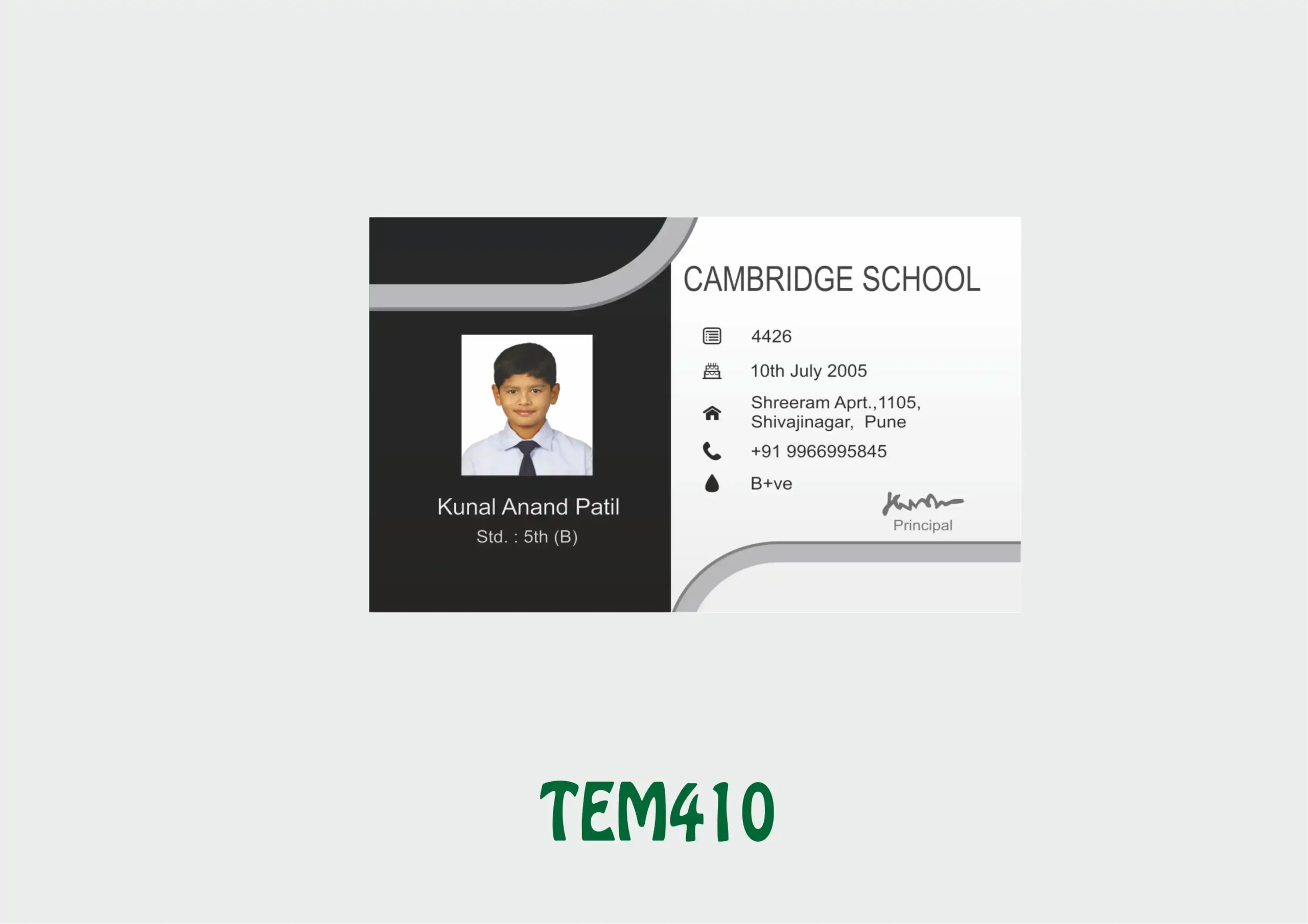 TEM-410 ID Card - TEM410 - Image 1