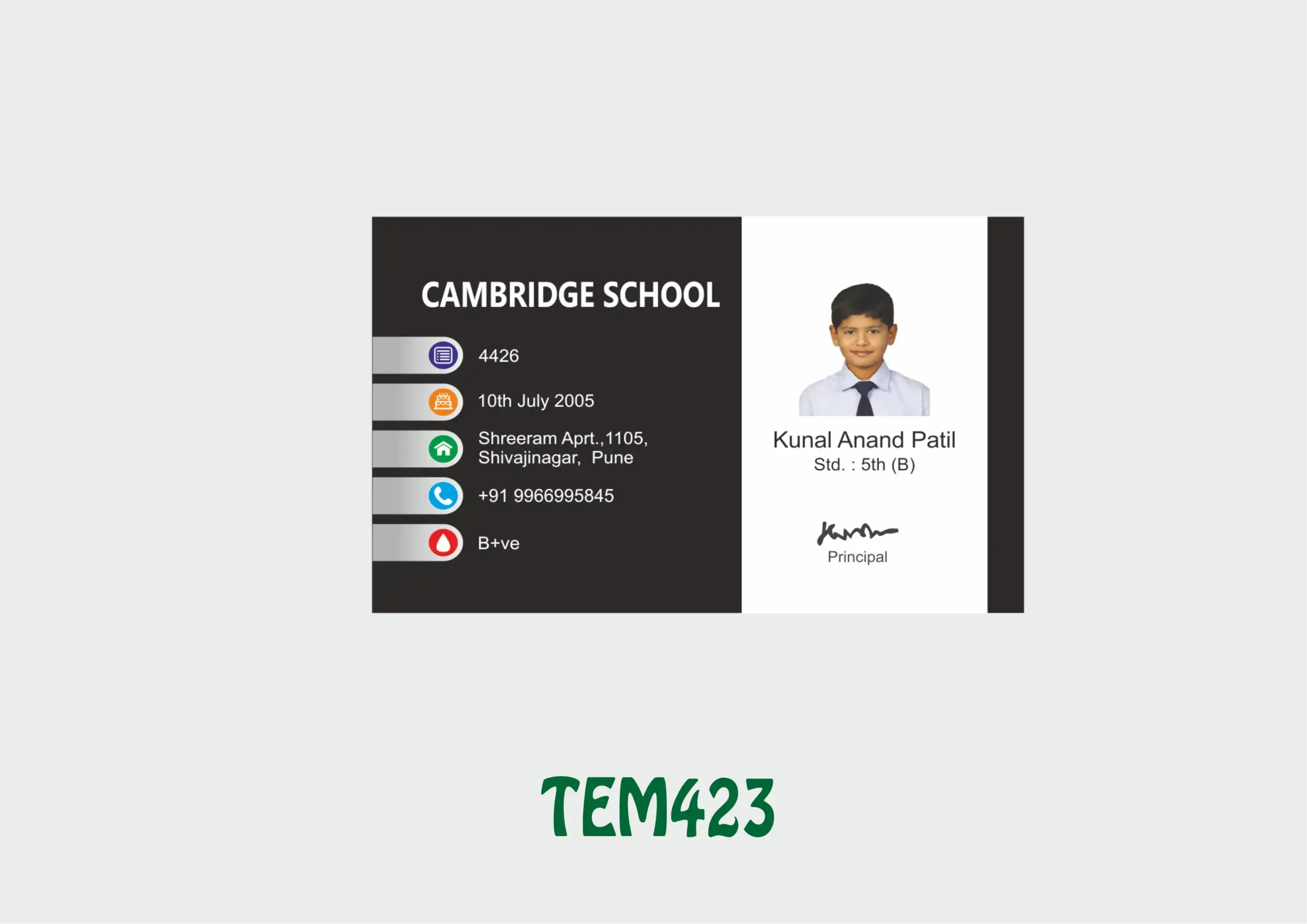 TEM-423 ID Card - TEM423 - Image 1