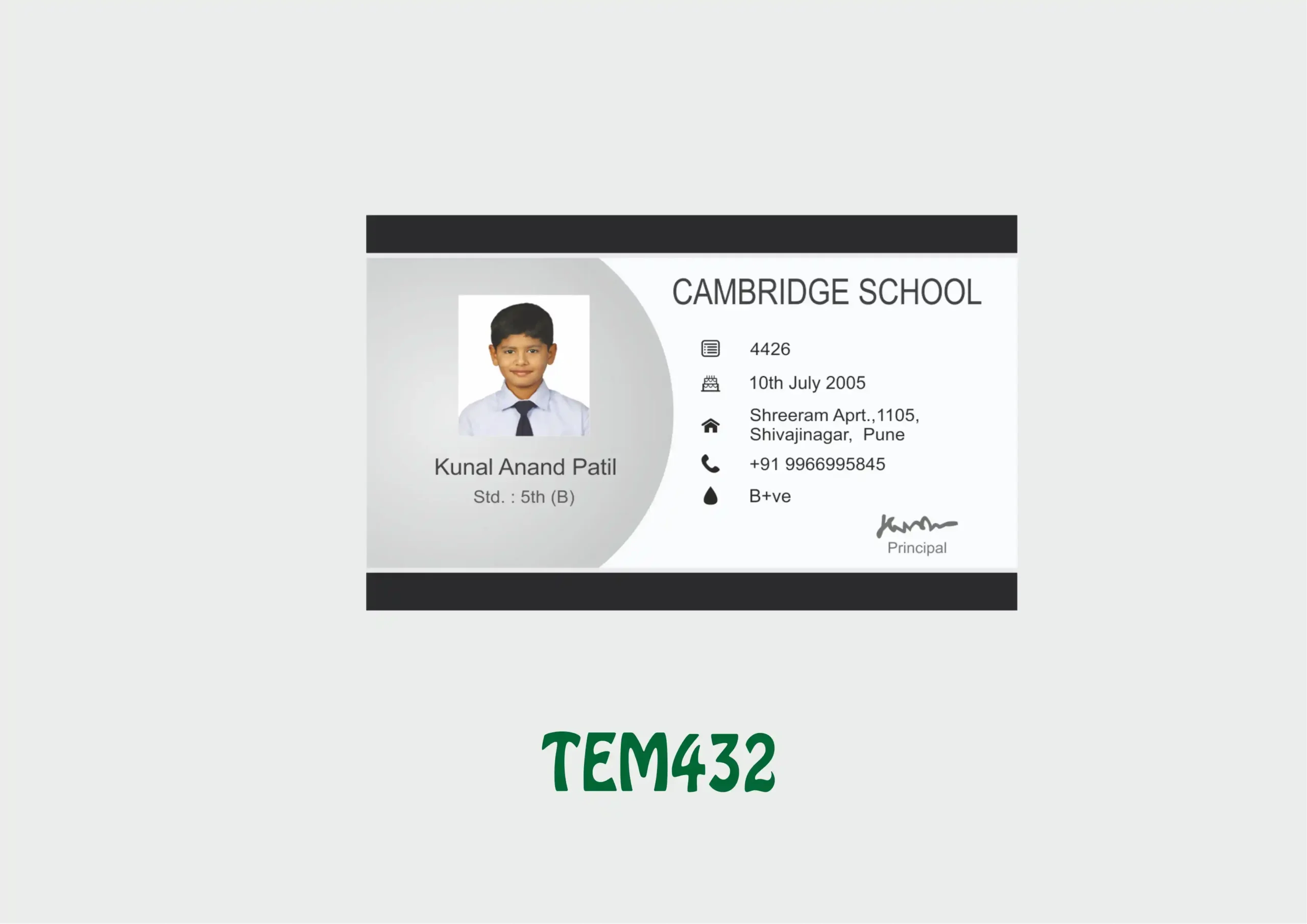 TEM-432 ID Card - TEM432 - Image 1