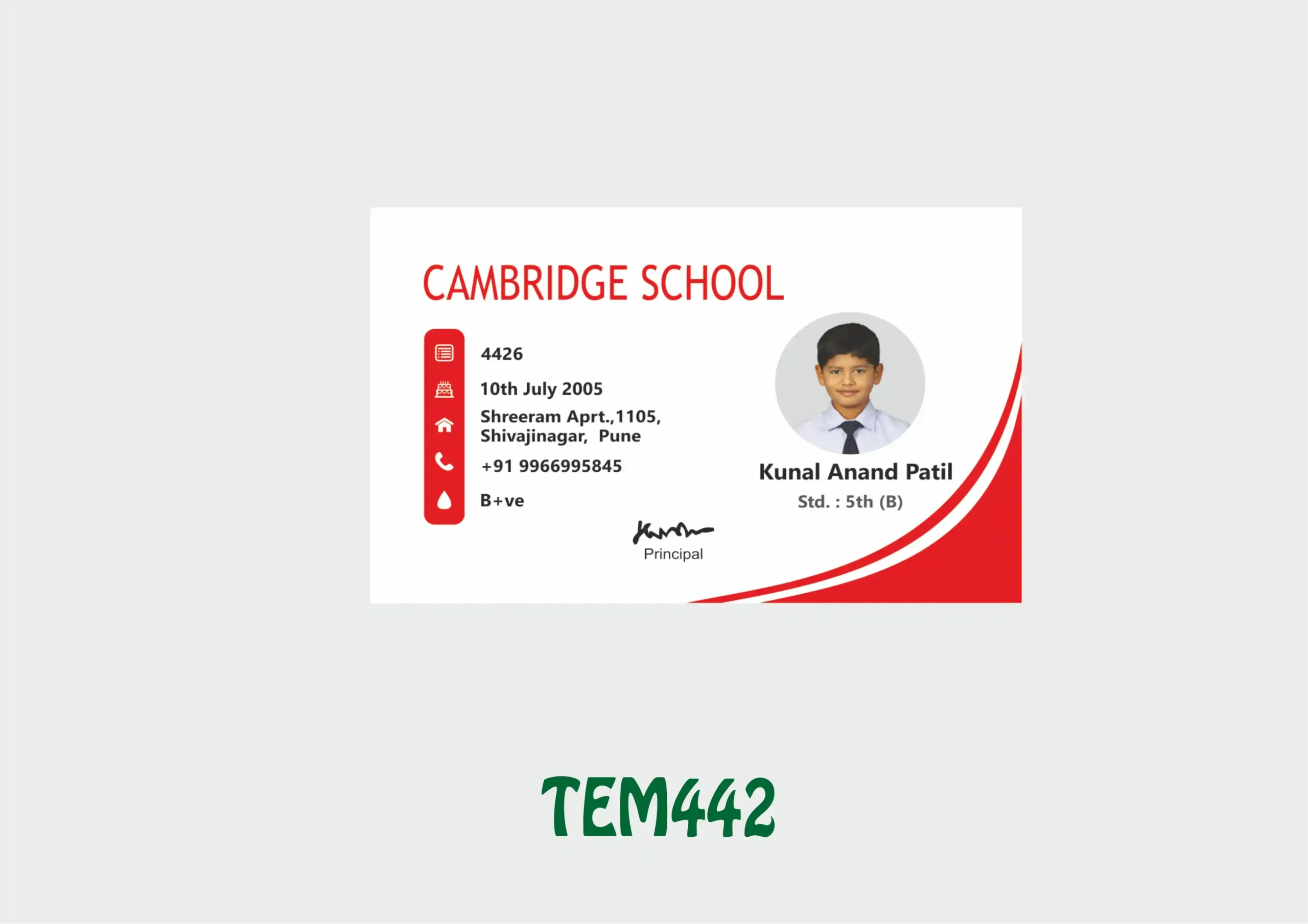 TEM-442 ID Card - TEM442 - Image 1