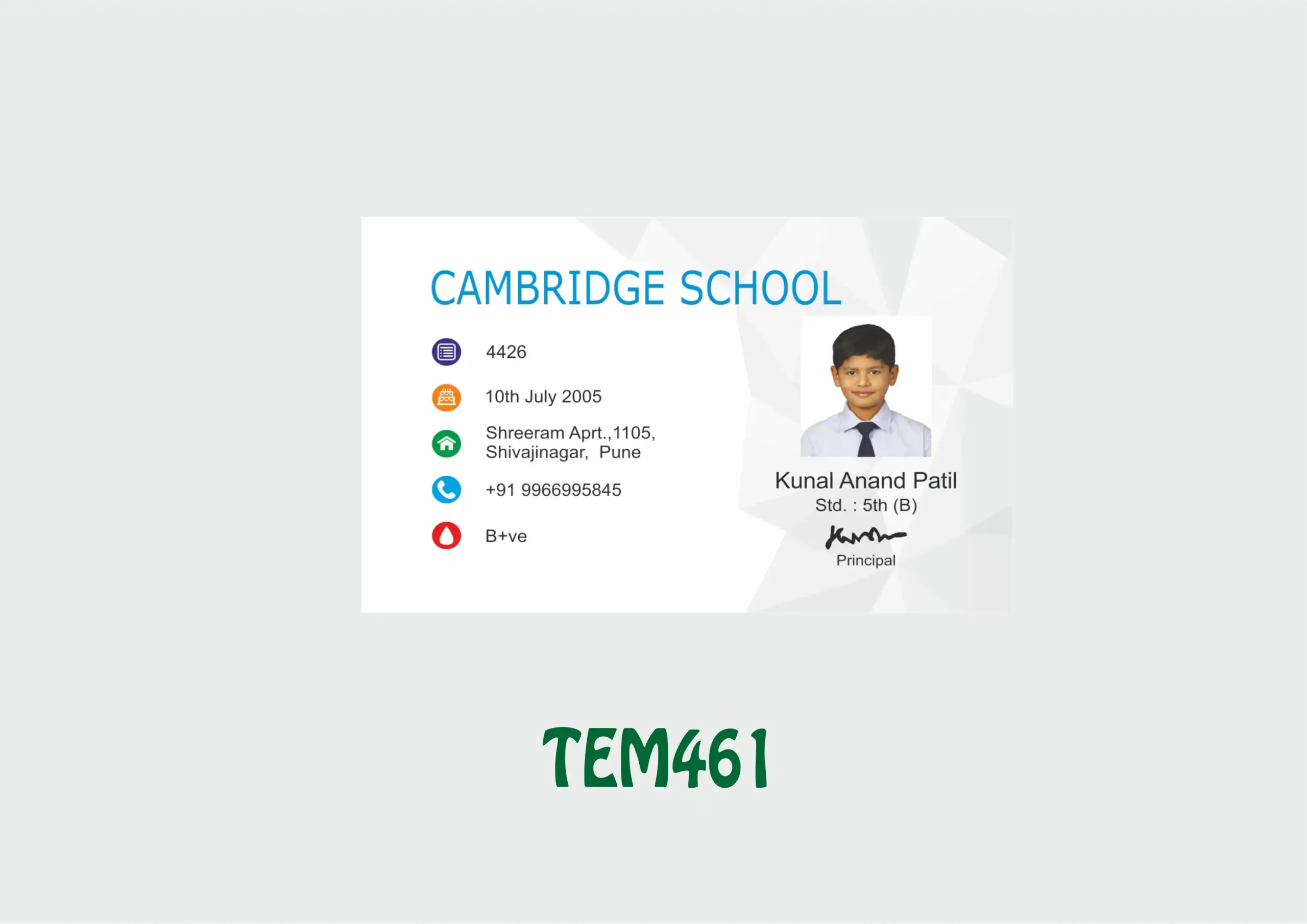 TEM-461 ID Card - TEM461 - Image 1