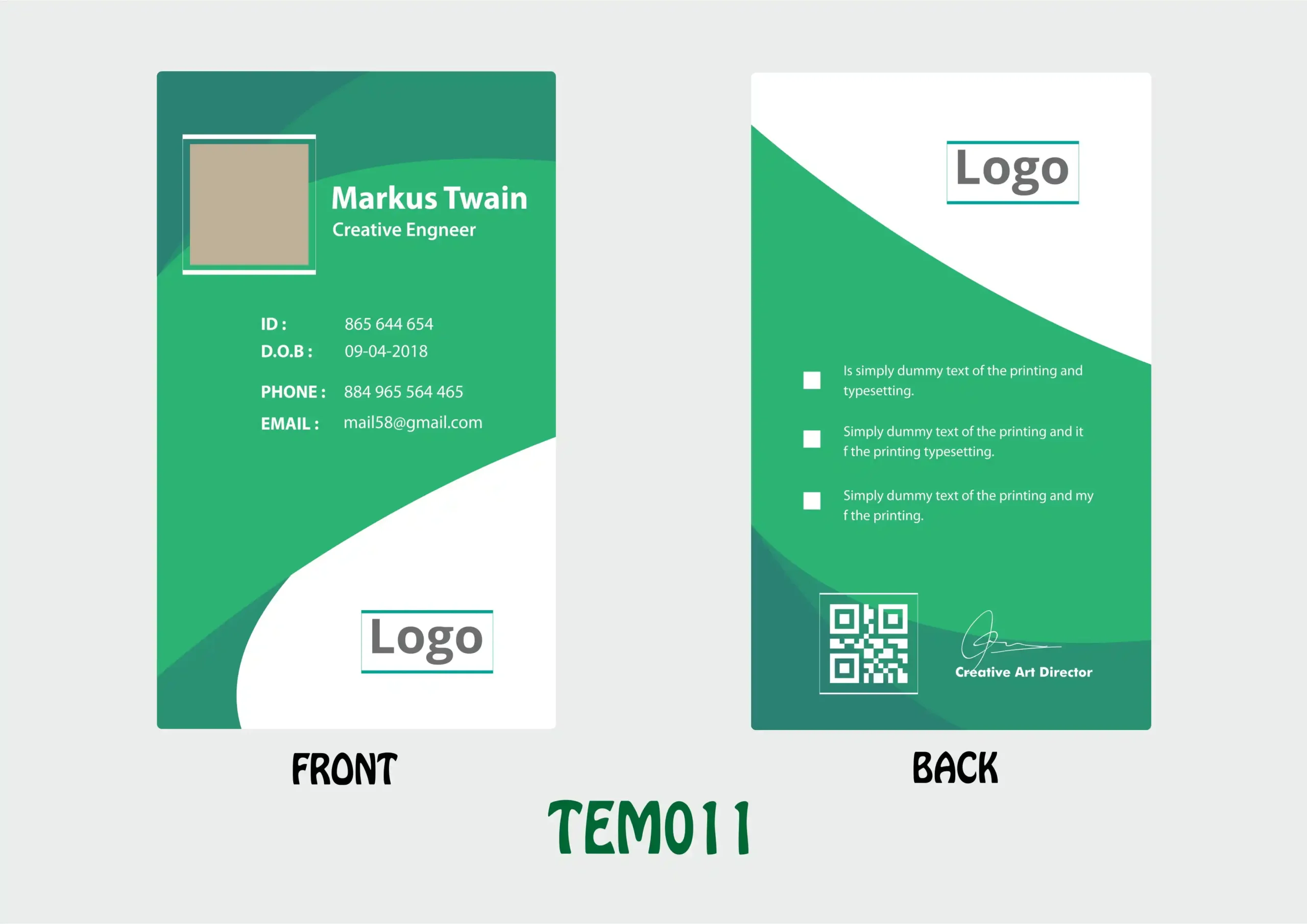 TEM011 ID Card - TEM011 - Image 1