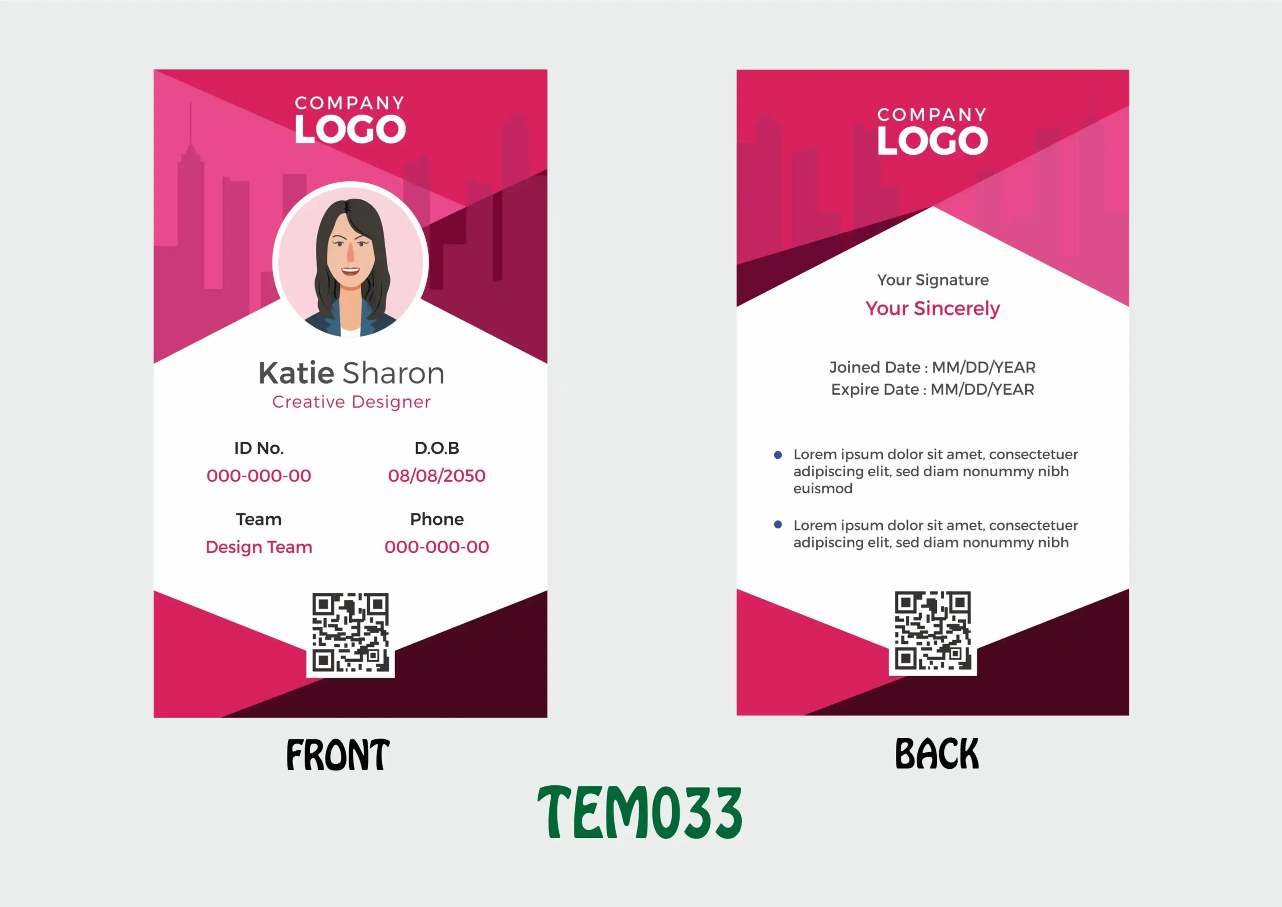 TEM033 ID Card - TEM033 - Image 1
