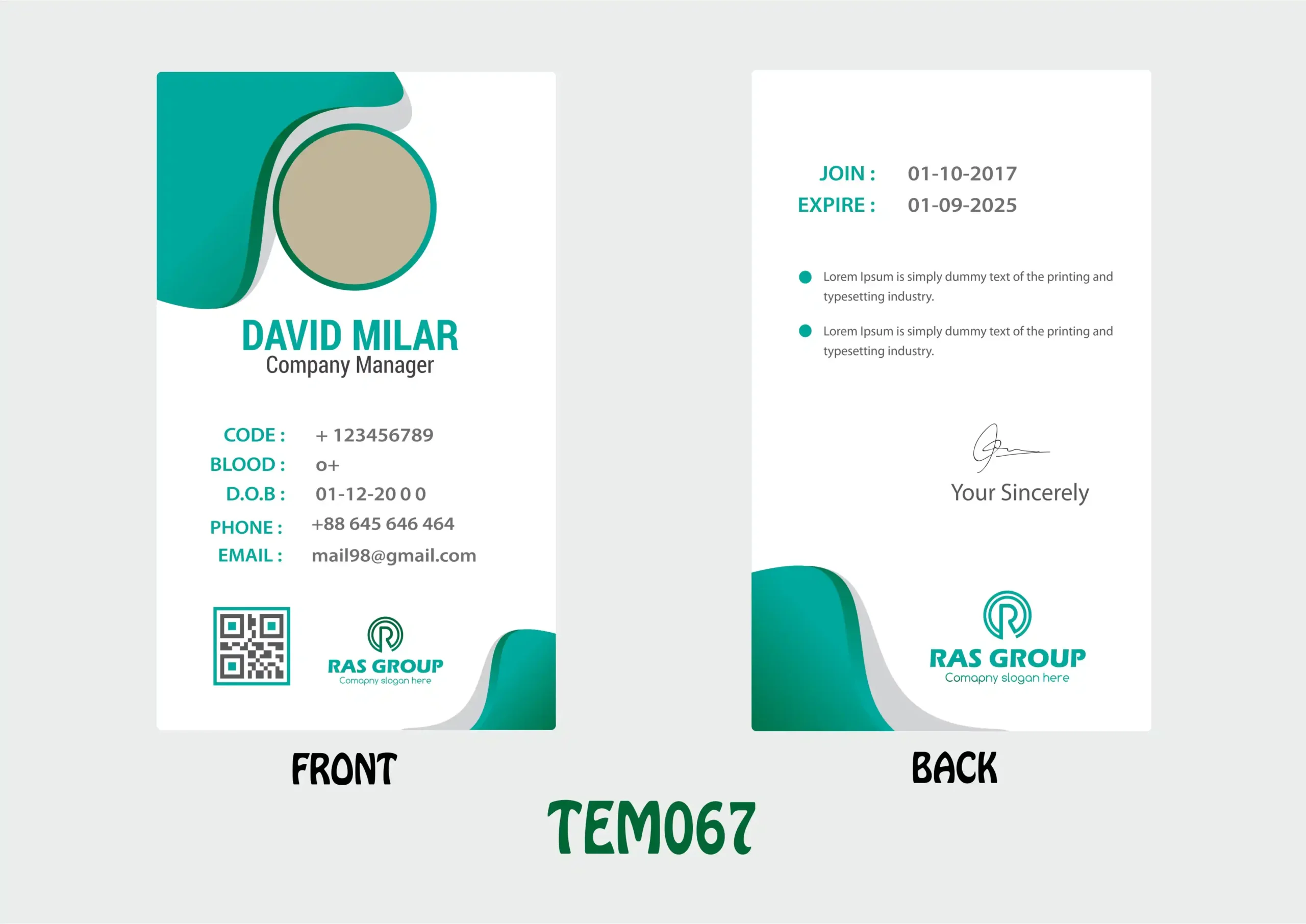 TEM067 ID Card - TEM067 - Image 1
