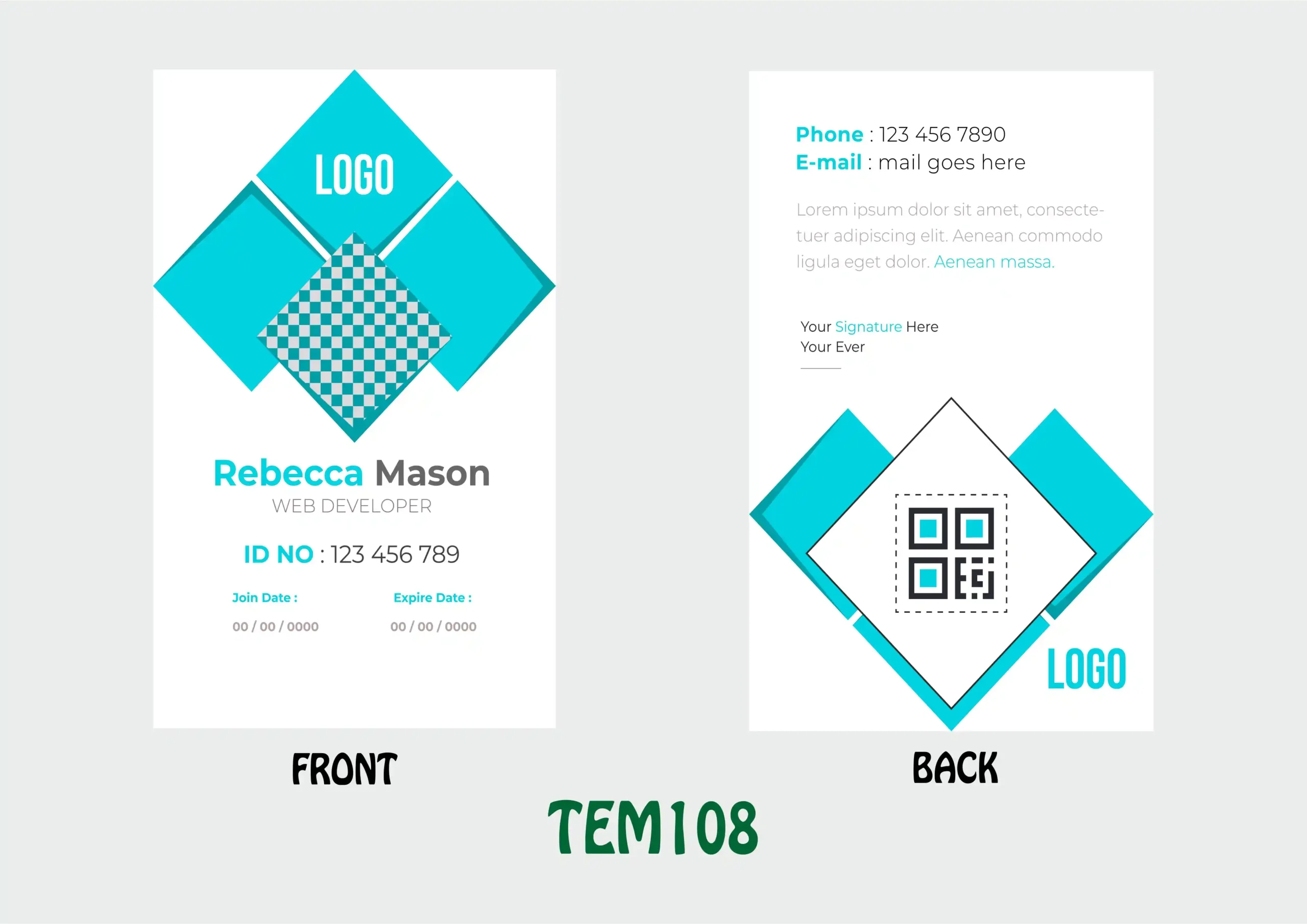 TEM108 ID Card - TEM108 - Image 1