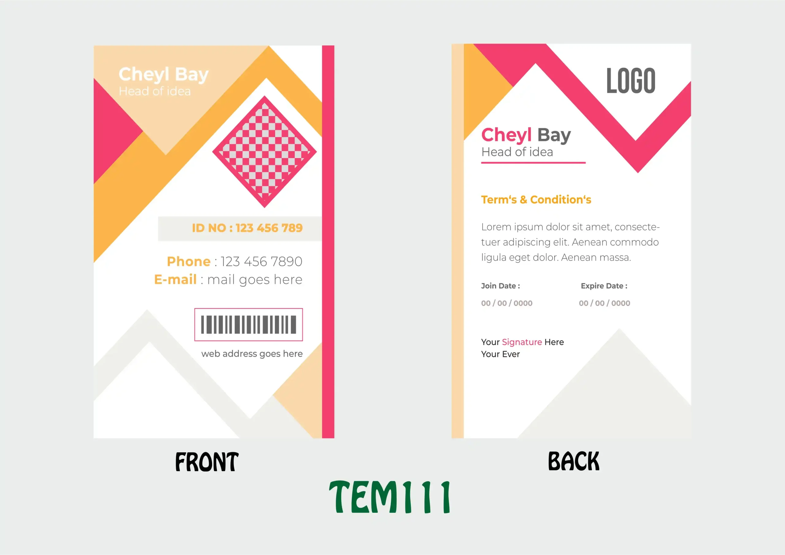 TEM111 ID Card - TEM111 - Image 1