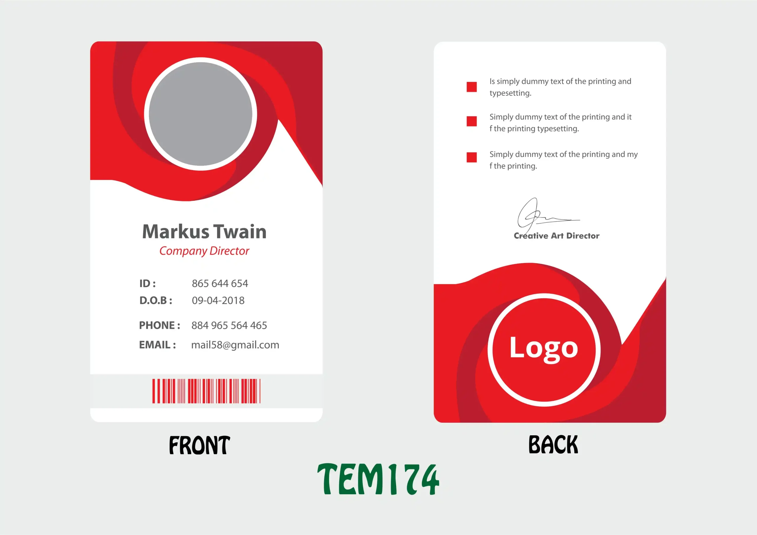 TEM174 ID Card - TEM174 - Image 1