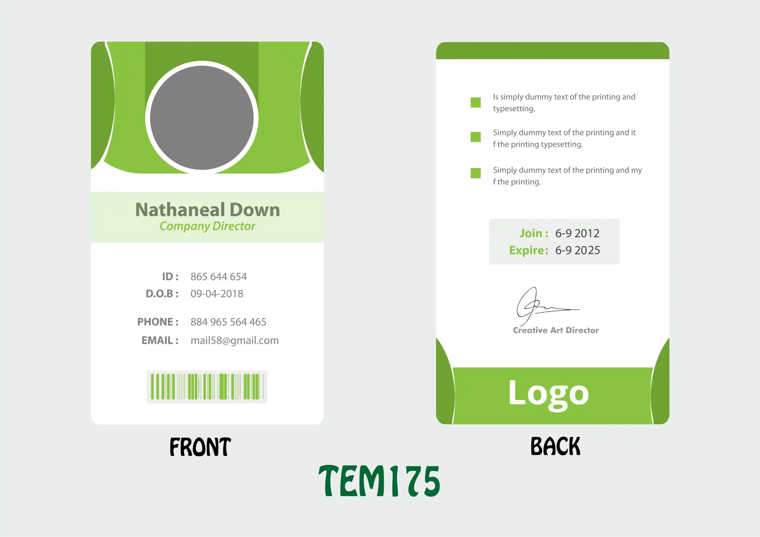 TEM175 ID Card - TEM175 - Image 1