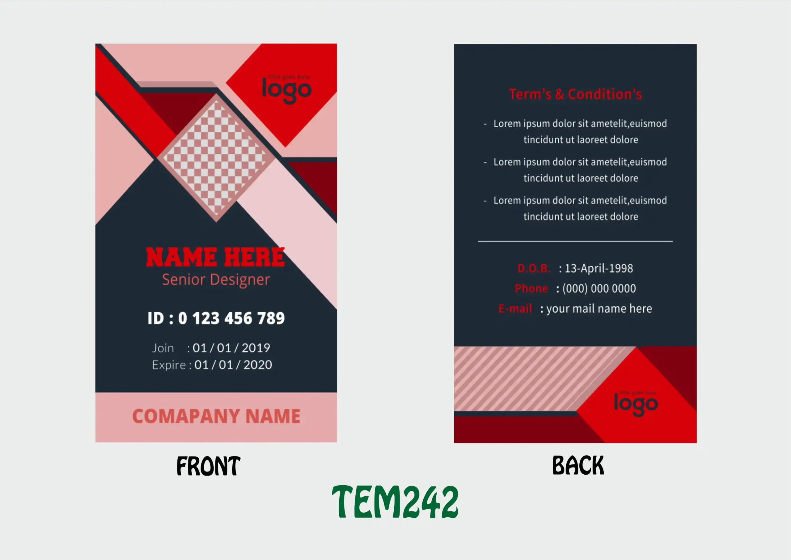 TEM242 ID Card - TEM242 - Image 1